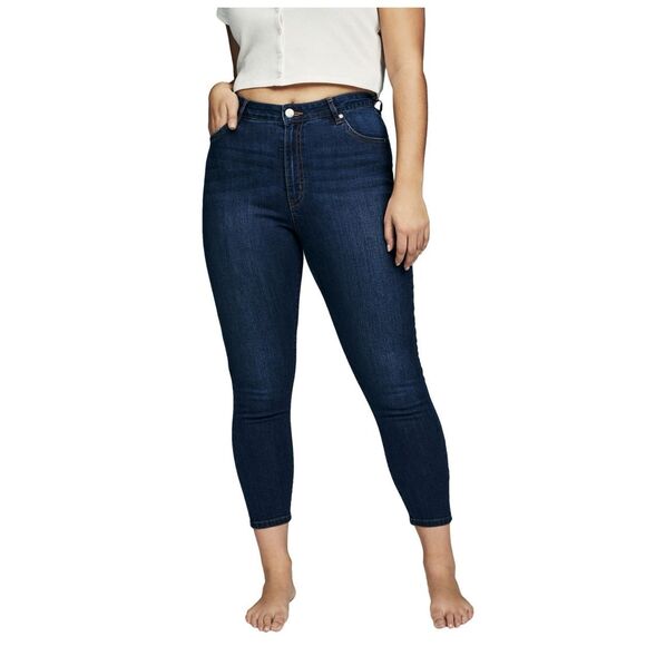 Trendy Plus Size Adriana High Skinny Jeans - Deep Blue  Size 20 - Picture 1 of 3
